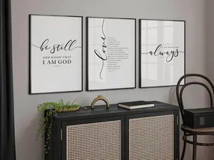 Farmhouse Christian Wall Art Set of 3 Poster Unframed  s: Bible Verse Scripture