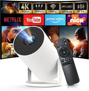 Upgraded White Chargeable Mini Projector:  Dual-band WiFi6/5G, BT 5.2, Android 11, 160 ANSI, 180° Rotation, Auto Keystone, 35-130in Projection