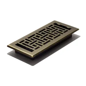 Oriental Floor Register Vent Cover, 4×10 Inch Metal Air Vent Grille with Antique Brass Finish