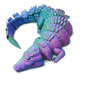3D printed crocodile model toys, flexible joint animal doll statues, home and office desk decorations, holiday surprise gifts Display Versatile