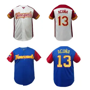 Men's baseball jersey, # 13 white Venezuelan letter embroidery, loose fit, breathable fabric, suitable for training and games, street fashion hip-hop style, unisex holiday gift