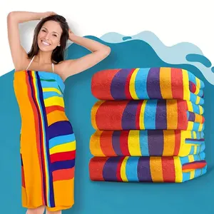Extra Large Striped Beach Towel - 400GSM Ultra Soft Microfiber: Quick-Drying, Sand-Free & Machine-Washable, Perfect for Travel, Yoga, Camping and Swimming