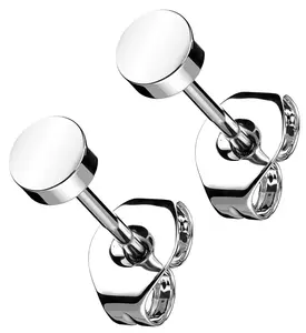 Disc Titanium Threadless Earrings