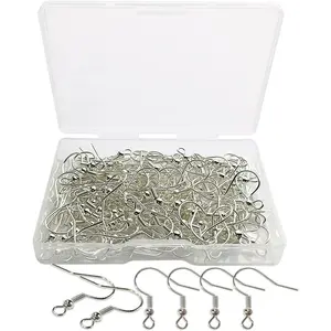 120pcs Earring Hooks with Ball and Coil, Hypo Allergenic Plated Silver Ear Wires with Transparent Storage Box, for DIY Jewelry Making