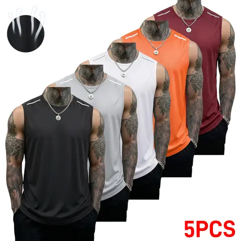 Men's Loose Fit Solid Mesh Quick-Drying Sleeveless Sports Vest - Activewear, Athletic Sleeveless, Outdoor Active Styles for Workout, Camping Essentials, Male Clothing, Activewear Men's Sports Vest