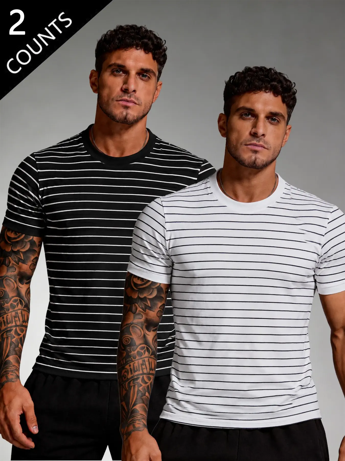 Men's Casual Classic Striped Crew Neck Tee, Slim Fit Short Sleeve Everyday Top, Comfortable and Stylish, Perfect for Daily Wear, Menswear