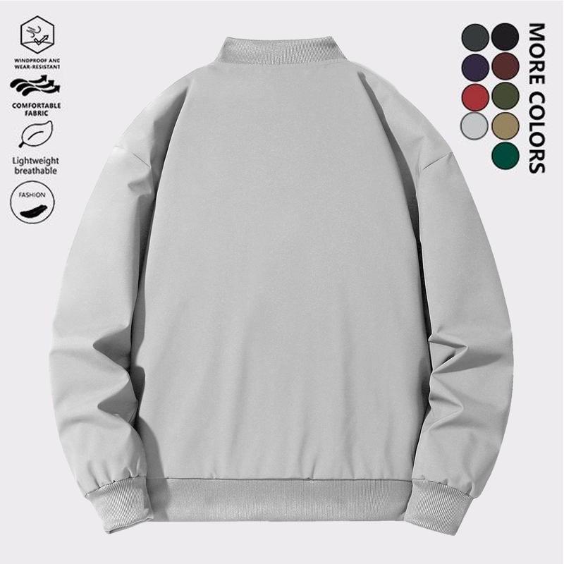 Men's trendy letter contrasting baseball jacket, light and comfortable versatile outdoor street style jacket, retro fashion zipper closure jacket, suitable for daily outings and running exercise in spring and autumn