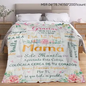 Floral & Letter Pattern Blanket, Soft Throw Blanket, Air-conditioned Room Blanket, Warm Nap Blanket for Home & Office, Gift for Mom, Daughter & Son