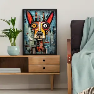 1pc Canvas Canvas, Abstract Dog Portrait Painting, Canvas Wall Art, Artwork Wall Painting For Gift, Bedroom, Office, Living Room, Cafe, Bar, Wall Decor, Home And Dormitory Decoration-Wrapped Canvas