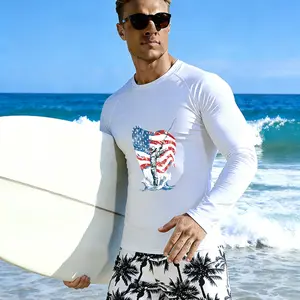 Men's UPF 50+ UV Protection Sun Jacket American Flag Dolphin Wave Palm Tree Lightweight Breathable Quick Dry Long Sleeve