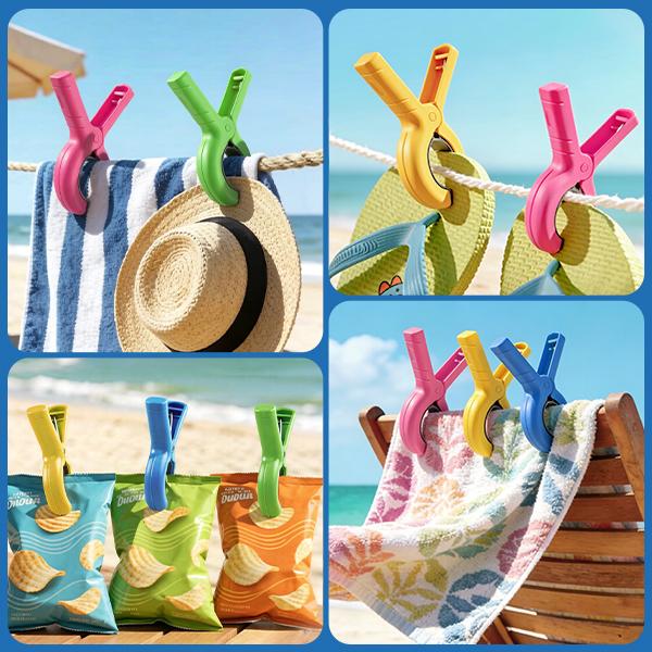 Large Beach Towel Clips Set, 8 Pieces 5.1 Inch Jumbo Durable Clothes Pins for Cruise Chair & Pool Chairs, Essential Beach Accessories with  4 Vibrant Colors