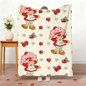 Strawberry Shortcake Microfiber Blanket King Size Designer Throw Blanket For Sofa Luxury Home Interior Blankets For Adults Knee, Gift For Kids, Gift For Men & Women It is an excellent gift for children, family and friends