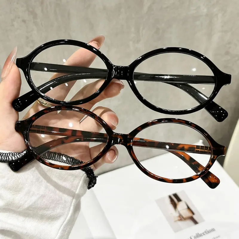 2 Pairs Oval Y2K Cute-Style Unisex Flat-Lens Glasses, Casual Stylish Glasses, Fashion Accessories for Everyday Wear, Outdoor Activities and Street Photography
