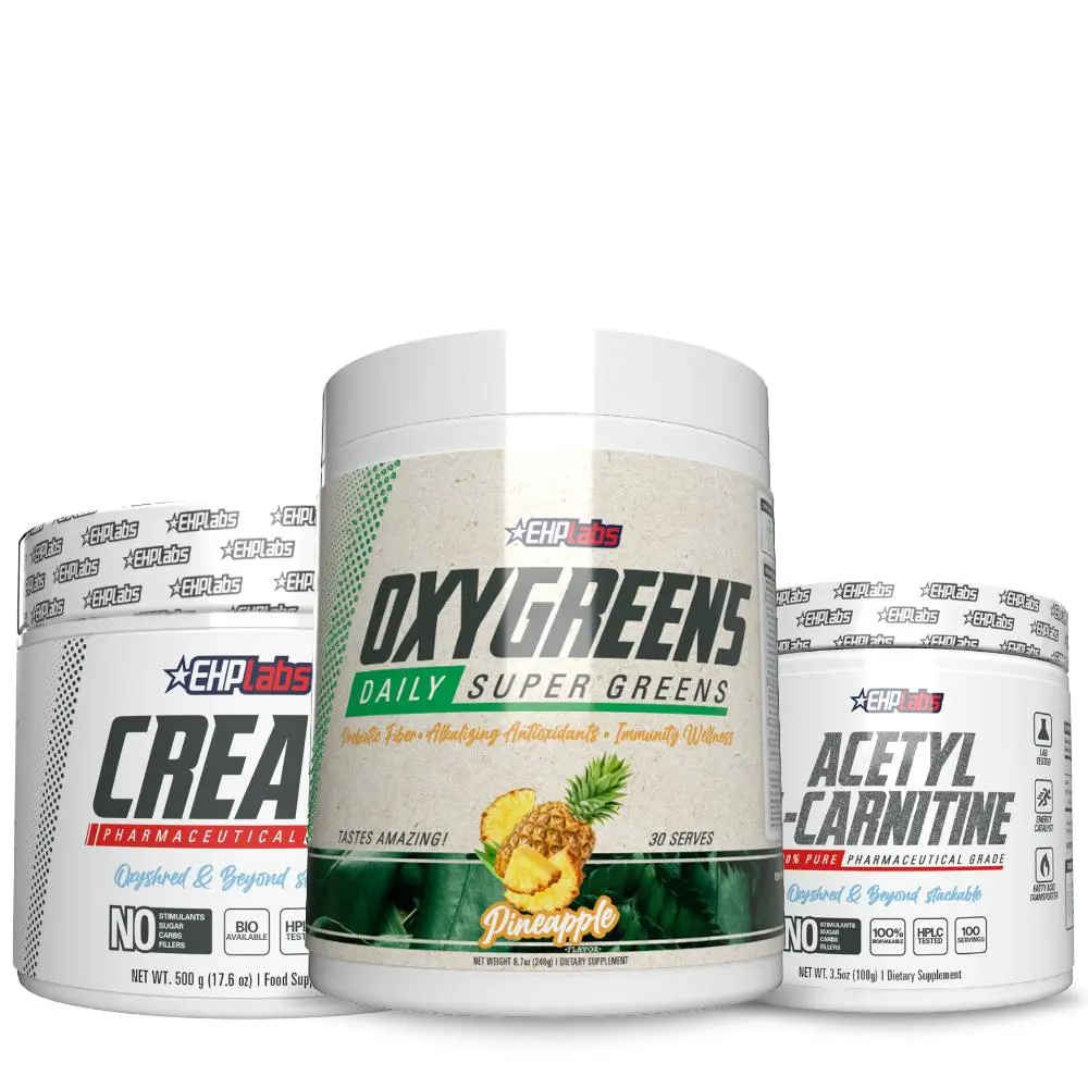 OxyGreens + CREA-8 + L-Carnitine Wellness Stack | Super Greens + Creatine + Amino Acid | Recovery & Gut Health Support | Everyday Wellness Bundle