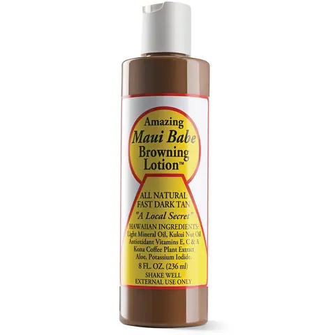 Maui Babe Browning Lotion - Natural Hawaiian Tan Accelerator - Moisturizing Formula for All Skin Types - Made in USA - 8 fl oz