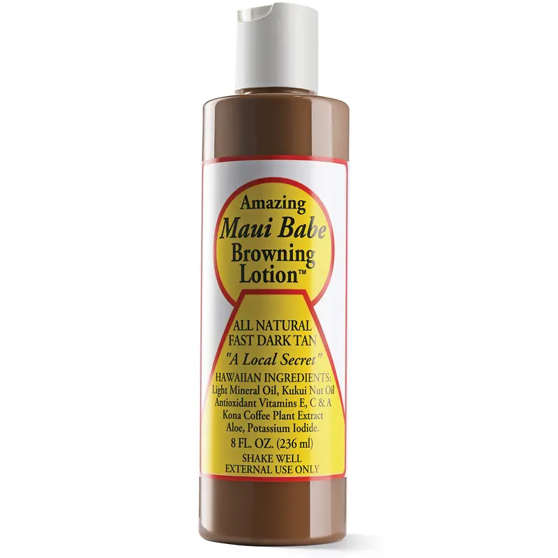 Maui Babe Browning Lotion - Natural Hawaiian Tan Accelerator - Moisturizing Formula for All Skin Types - Made in USA - 8 fl oz