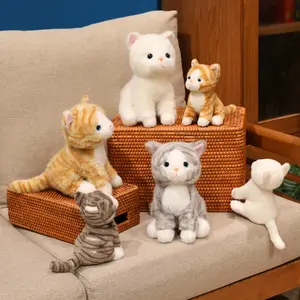 Realistic Cat Plush Toy, Cute Animal Design, Multiple Sizes Pet Cat Dolls, Soft PP Cotton Filled, Indoor Sofa Bed Decor, Perfect Gift for Cat Lovers