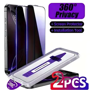 2-Pack 360° Privacy Screen Protector for iPhone, Anti-Spy, Easy Install, Bubble-Free, Clear Display, Scratch-Resistant, Compatible with iPhone 17/16/15/14/13/12/11 Series