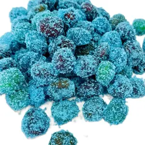 Blue Raspberry Filled Gummies - Gushies Sweet & Tangy Chewy Candy Snack, 6 oz Container Candyballs Sweet Treats, Blue Raspberry Gummies