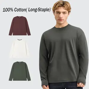 Mega Tshop Men's Longsleeve Tshirt - 6.35 oz 100% Cotton Midweight Tee, Classic Plain Crew Neck, Soft Regular/Oversized Fit Unisex Casual Top, Comfortable Clothes for Adults tiktokshopspringglowup