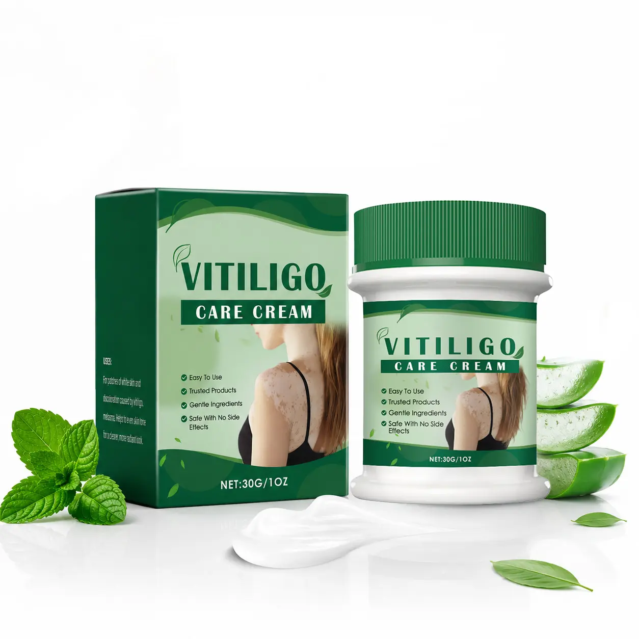Aloe Vera & Mint Body Cream, Daily Hydrating Lightweight Moisturizer for Dry-Feeling Skin, Everyday Body Lotion