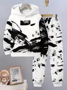 Boys' 3D Game Character Fashion Sweatshirt Set, Casual Pocket Design, Long Sleeve Hoodie and Sweatpants, Spring Autumn Outdoor Series