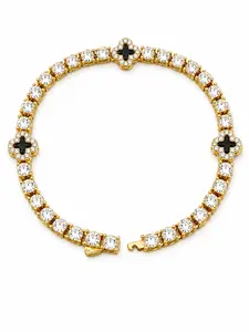 Men's Multicolor Cz Mariner Chain Necklace, Rainbow Gemstone, Adjustable, Anti-Tarnish, Casual Hip Hop Jewelry for All Seasons
