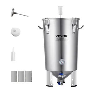 【Summervibes】VEVOR 304 Stainless Steel Kettle,  , 8 GALLON Beer Brew Fermentor, Brew Bucket Fermentor for Brewing, Home Brewing Supplies with Base, Kettle Stock Pot Includes Lid, Handle, Valve, Spigot, Thermometer