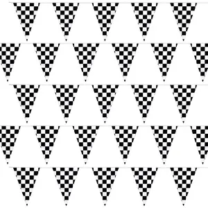 100Ft Checkered Flag Banner, Race Car Themed Birthday Party Decorations Supplies, Black and White Checkered Pennant Racing Banner