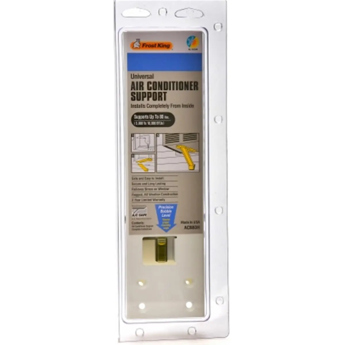 212 MAIN Frost King Small Universal Metal Window AC Support Bracket - 80 Lb Capacity, Rugged, Weather-Resistant, Easy Install, Stress Relief Mounting Solution, Fits 5000-10000 BTUs Units, Outdoor Use, 1.75x4.75x14.63 in Dimensions