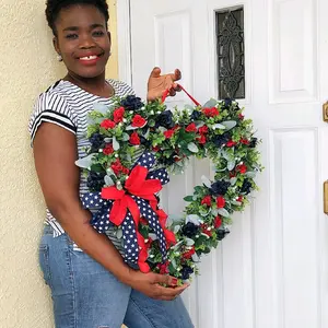 Patriotic decor, Heart wreath, gift for Mother's Day,
