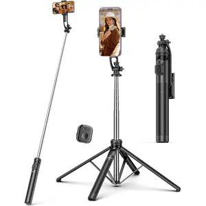 71" Selfie Stick Tripod,  in  Quadripod with Remote & Phone Holder, Extendable Cell Phone Tripod, Travel Tripod Stand Compatible with for Cell Phone & Camera, , Android,Video Recording