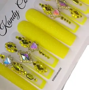 Yellow Handmade Fall Matte Nails