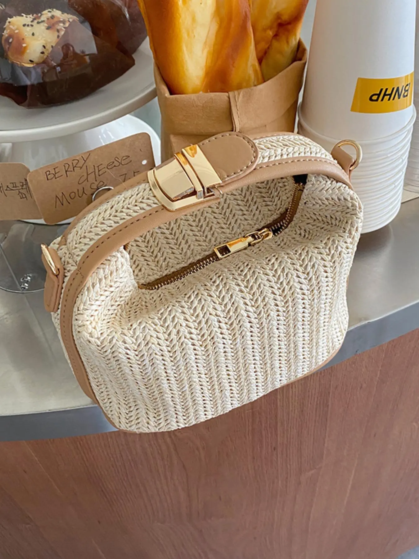 Women's Fashionable Straw Woven Shoulder Bag, Casual Versatile Zipper Classic Flap Chic Crossbody Bag for Daily Use, Trendy All-match Commuter Bag, Crossbody Clutch Bag