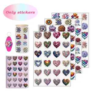 4 Heart Flower Transfer Stickers, UV DTF Printable, for Cups, Phone Cases, Laptops, Keychains, Accessories, Party Gifts, Custom Decorations