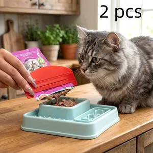 2-Pack Cat Food Squeezer Hand Scraper, Efficient Pet Feeder for Wet Kibble, Mess-Free Design, Ideal for Kittens & Dogs, Easy Grain Removal Tool