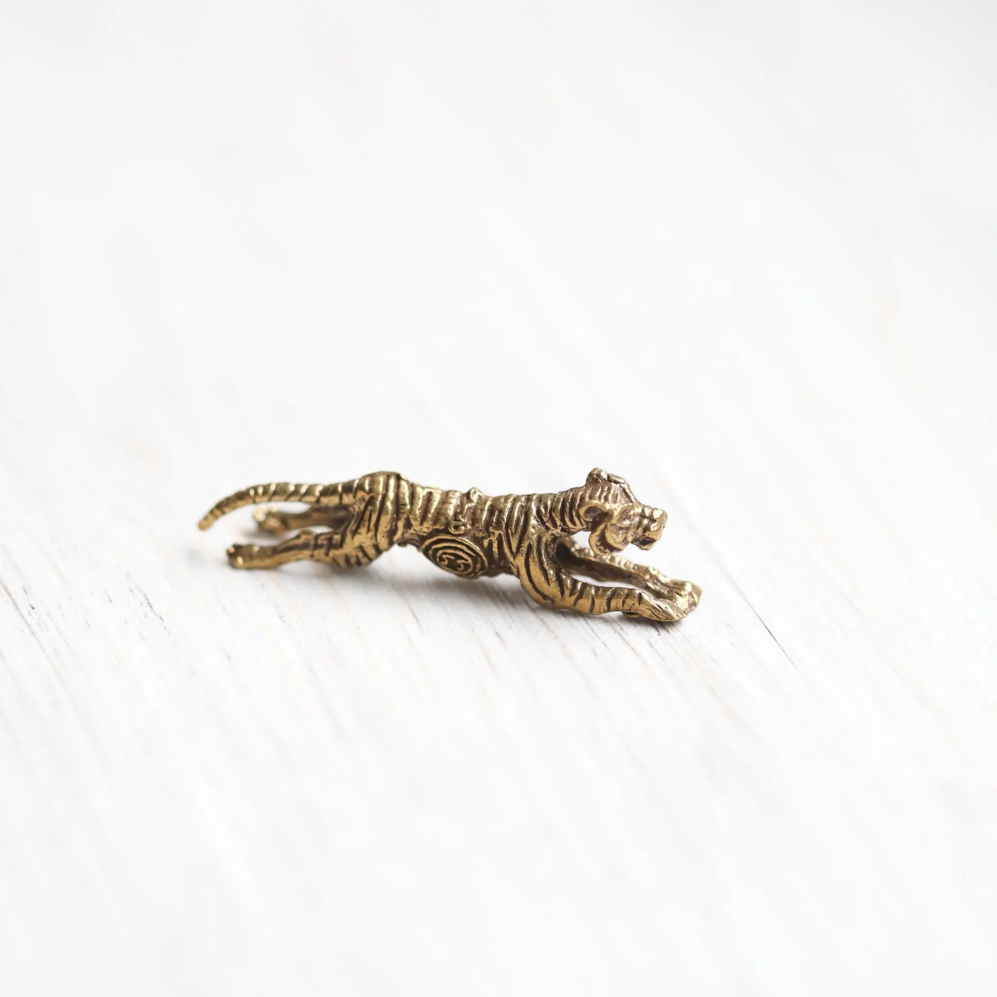 Tiny Brass Tiger Statue