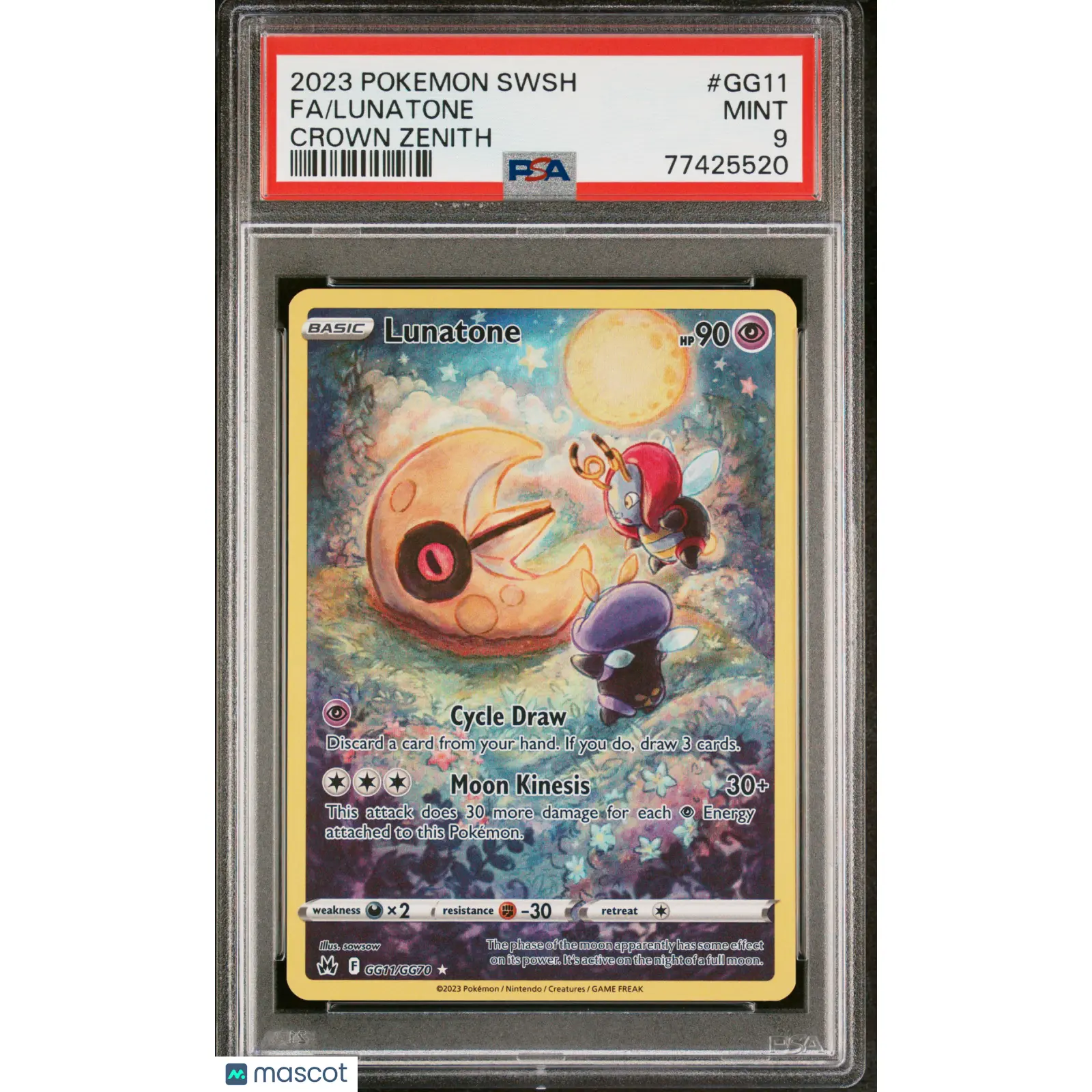 2023 Pokemon Sword And Shield Crown Zenith #GG11 Fa/Lunatone Crown Zenith PSA 9