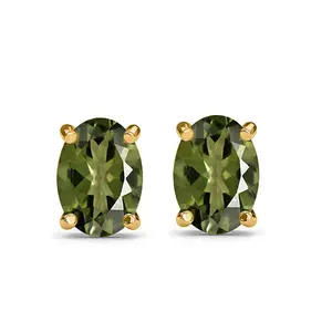 925 Sterling Silver Moldavite Stud Earrings for Women Jewelry for Her Birthday Christmas Gifts for Women