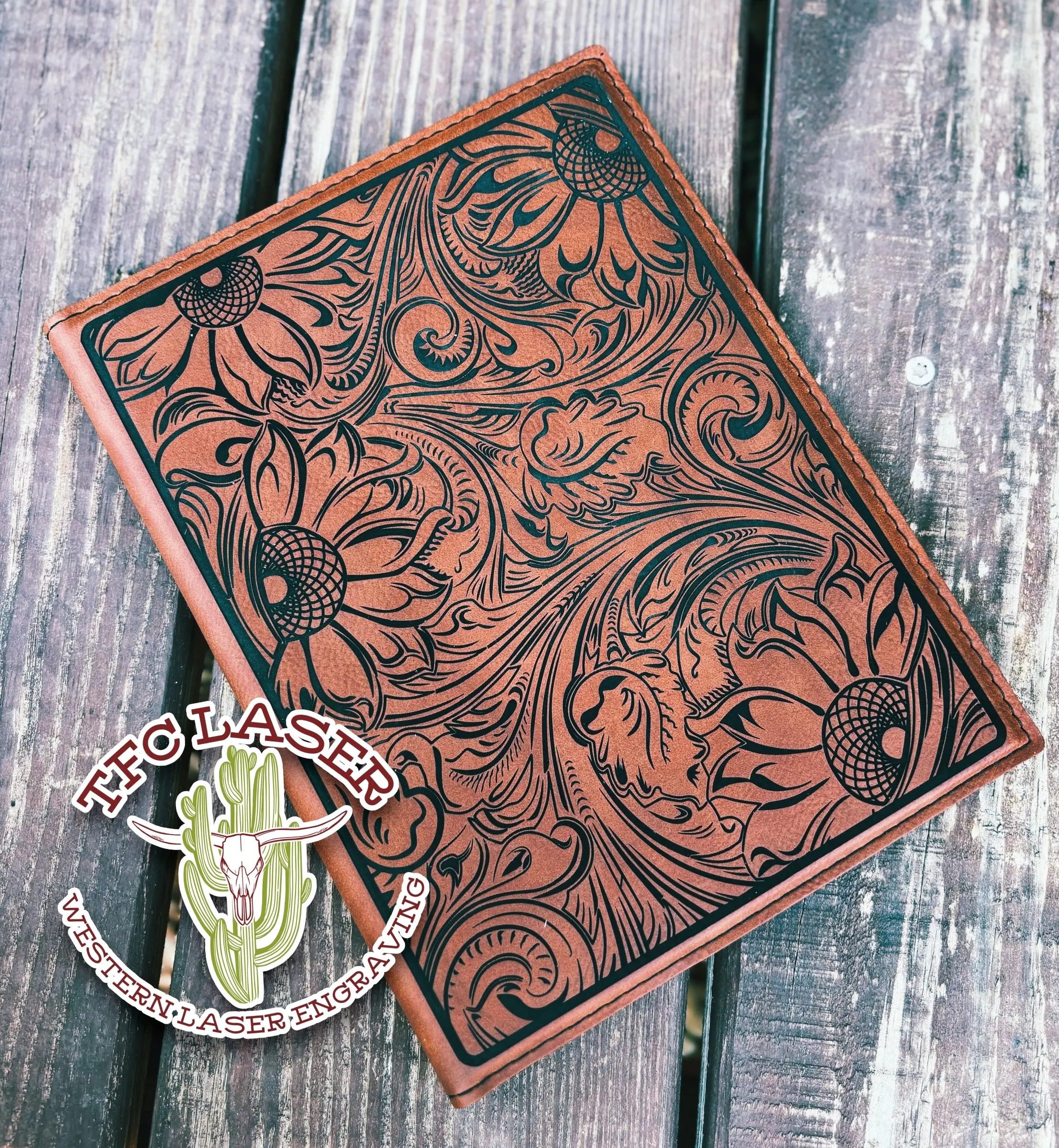 Western Large Zip Closure Portfolio with Notepad - Various Designs