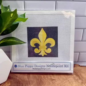 Fleur de Leis Needlepoint Kit (black and gold)