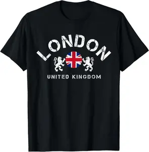 London UK United Kingdom Union Jack England Souvenir Gift Casual Short Sleeve Cotton T-Shirt
