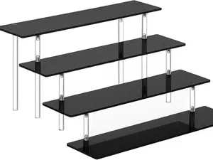 4 Tier Perfume Organizer Stand, Acrylic Risers Display Stands, Display Risers, Perfume Shelf Dessert Display for Party, Figure Stand Funko POP Shelves, Black Cupcake Stand Holder