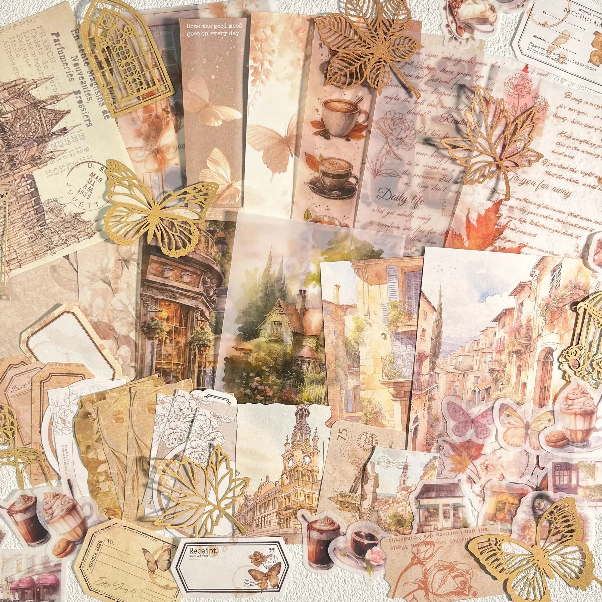 Vintage Scrapbook Kit (56pcs) – Aesthetic Journaling & Sticker Set