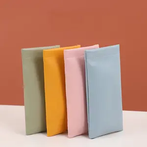 1pc Solid Color PU Leather Glasses Bag, Portable Sunglasses Case, Soft Velvet Lining, Anti-Scratch. For Eyeglasses & Reading Glasses. Mini Pouch for Lipstick, Keys, Coins, Earphones. Multi-Functional Storage Bag, Great Gift