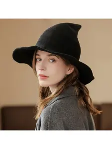 Party hat autumn winter Halloween face-slimming witch hat pointed foldable decorative hat