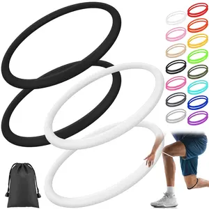 Velvetods Basics 4 Pcs Silicone Patella Tendon Support Patella Knee Band For Basketball Knee Pain Running Tendon Brace Support Strap (Black And White,M) Patellaband