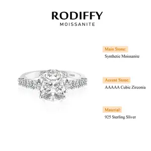RODIFFY 4.0Ct Synthetic Moissanite Round Cut Engagement Ring In Sterling Silver