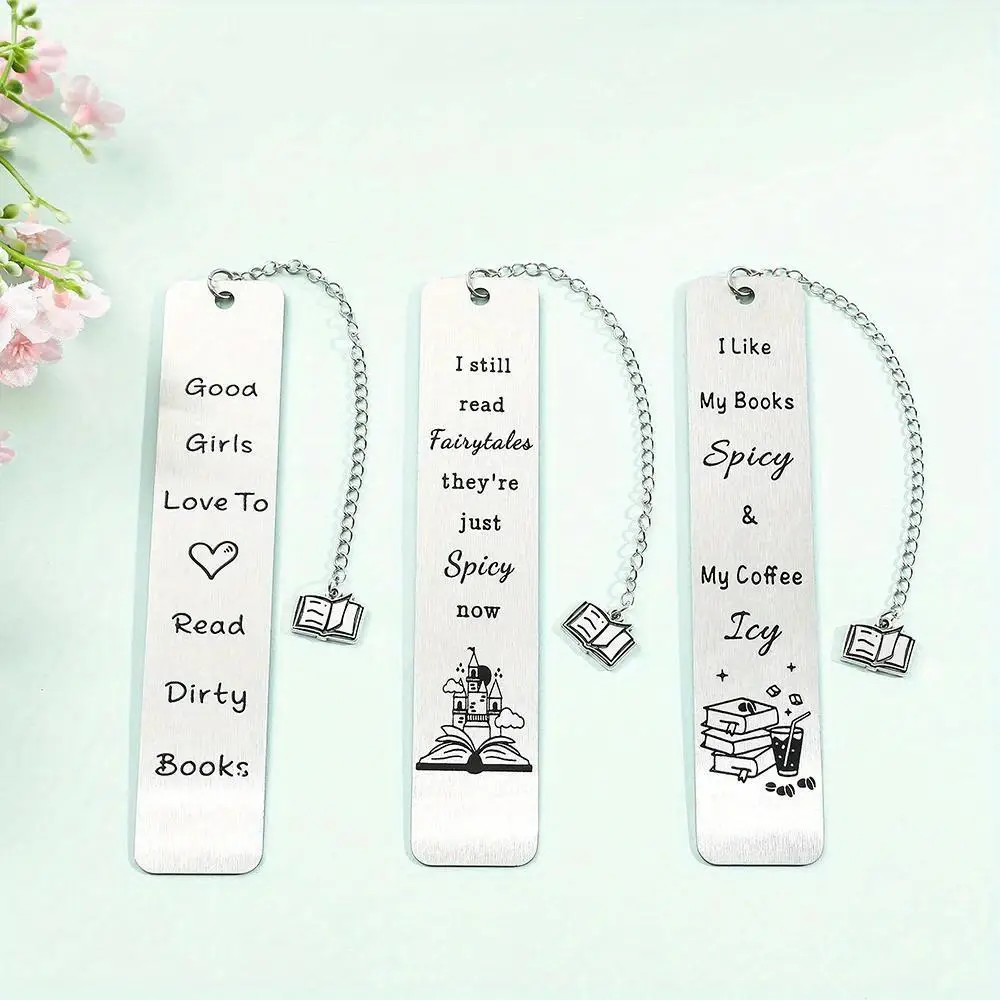 Stainless Steel Bookmark, 3 Counts/set Exquisite Creative Letter Book Reading Accessories, Durable Metal Page Marker for Readers & Friends