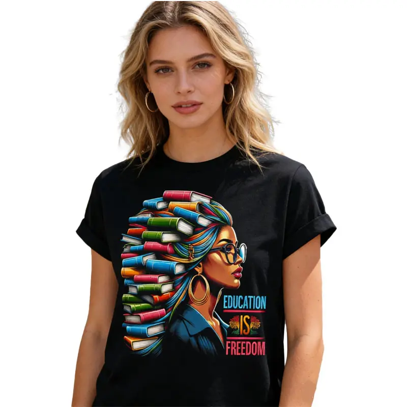 Women's 100% Cotton Short-Sleeve Round Neck Fit T-Shirt, Soft Fabric Streetwear Piece for Black History Month Teachers - Made in the USA, Tshirt, Casual, Shortsleeve